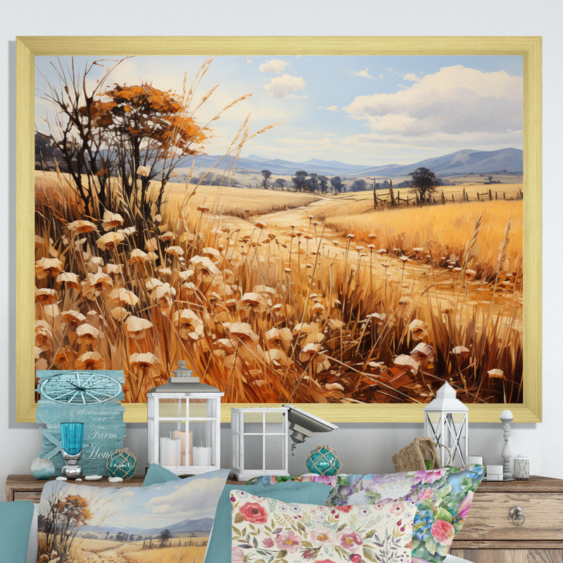Countryside Rustling Wheat Field II - Landscapes Wall Art Prints, H 12 po x l 20 po x P 1 po, Cadre doré à une seule photo