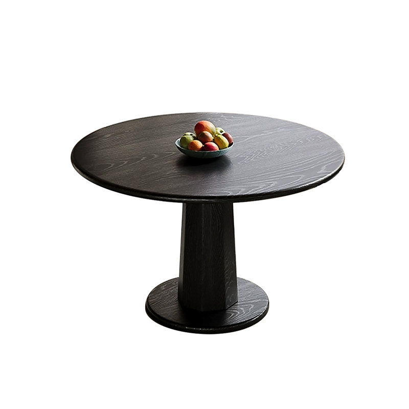 Table de salle à manger ronde noire en bois massif, H 29,53 po x L 35,43 po x l 35,43 po