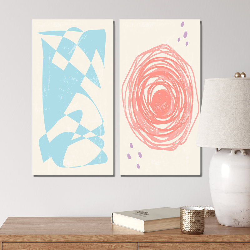 Pastel Shapes in Vintage Tones I - ensemble de 2 peintures, Toile tendue, H 20 po x l 24 po x P 1 po