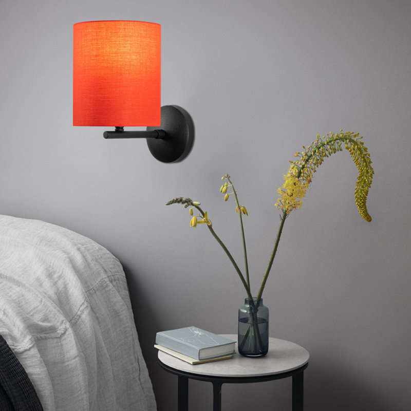 Modern Industrial Wall Lamp, Black & Cream, 10 x 14 x 10.2 inches | Metal Body, Fabric Cap, E27 Socket (Max 40W), IP20 Rated | Scandinavian Novelty Design for Home & Office, Elegant Lighting Solution