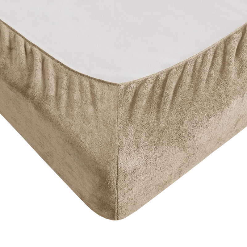 Drap simple de 3 po en taupe - 100% matériau, confortable et ultra doux, draps-housse plats avec taie d'oreiller, pour matelas de 16 po, douceur, brossé des deux côtés, plat, élastique, lavable à la machine