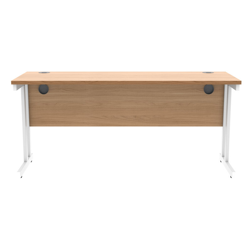 Kelson Metal Base Writing Desk, 73cm H x 120cm W x 60cm D, White, Beech