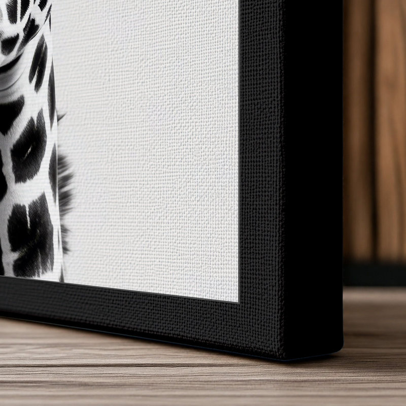 Giraffe with Camera Surrealism - Wrapped Canvas, 36x24 - 91.4 x 61.0 cm, Black Border