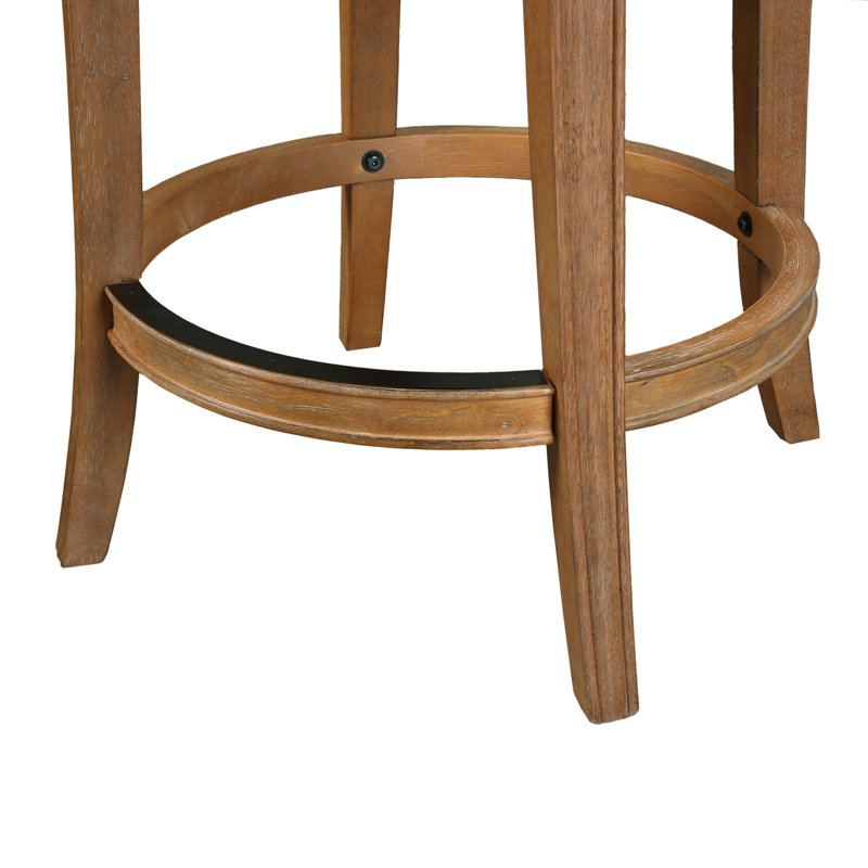 Tabouret de comptoir pivotant rembourré avec structure en bois massif Carollynn
