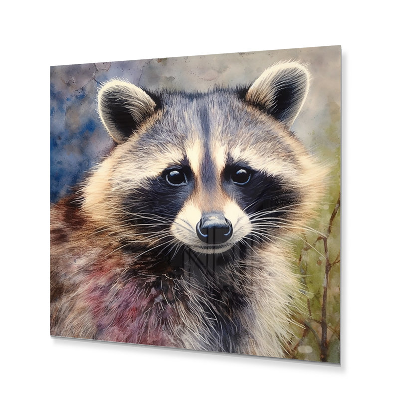 Racoon Wanderer II - animaux, reproduction d'art en métal, H 29 po x l 29 po x P 1 po