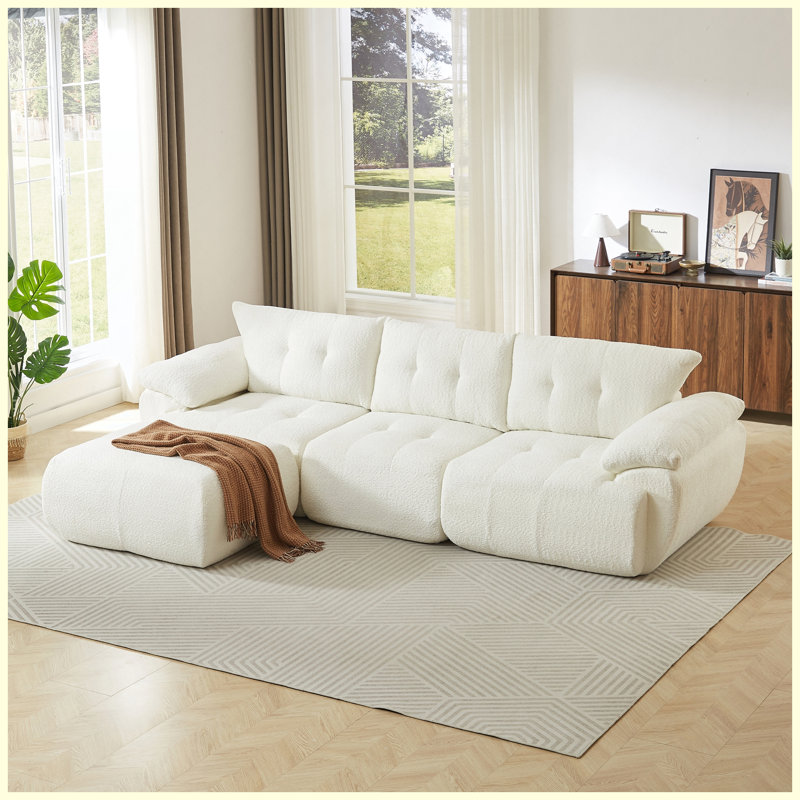 3-Seater Modern Chenille Upholstered Sofa Couch Beige