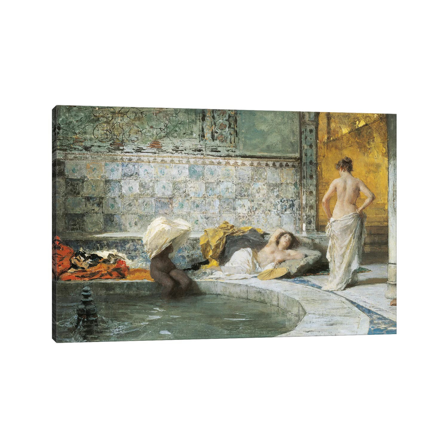 Astoria Grand Turkish Bath by Domenico Morelli Wrapped Canvas