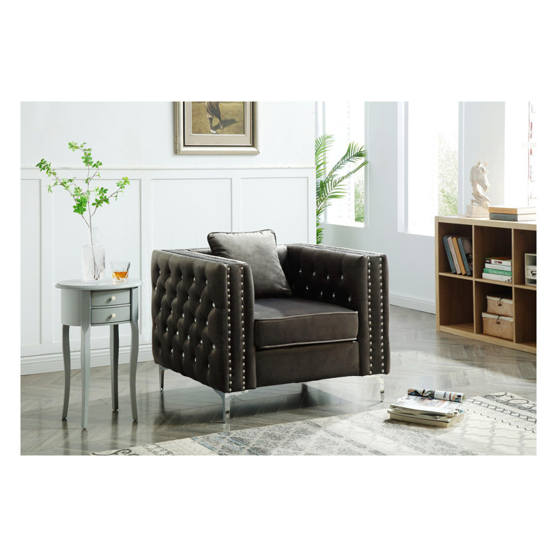 Chaise Paige Glory Furniture, Velours gris velours