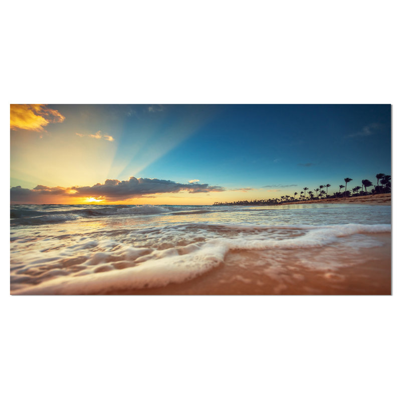 Plage exotique en République dominicaine - Photographie sur toile tendue, H 16 po x l 32 po