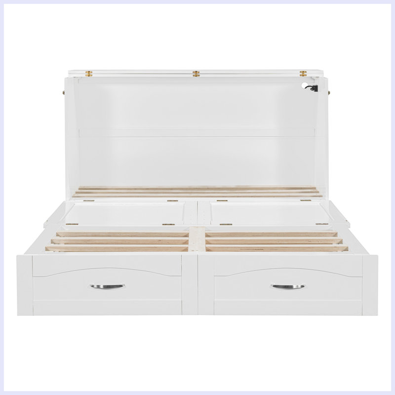 Lit escamotable moderne avec tiroir et ensemble de prises et ports USB