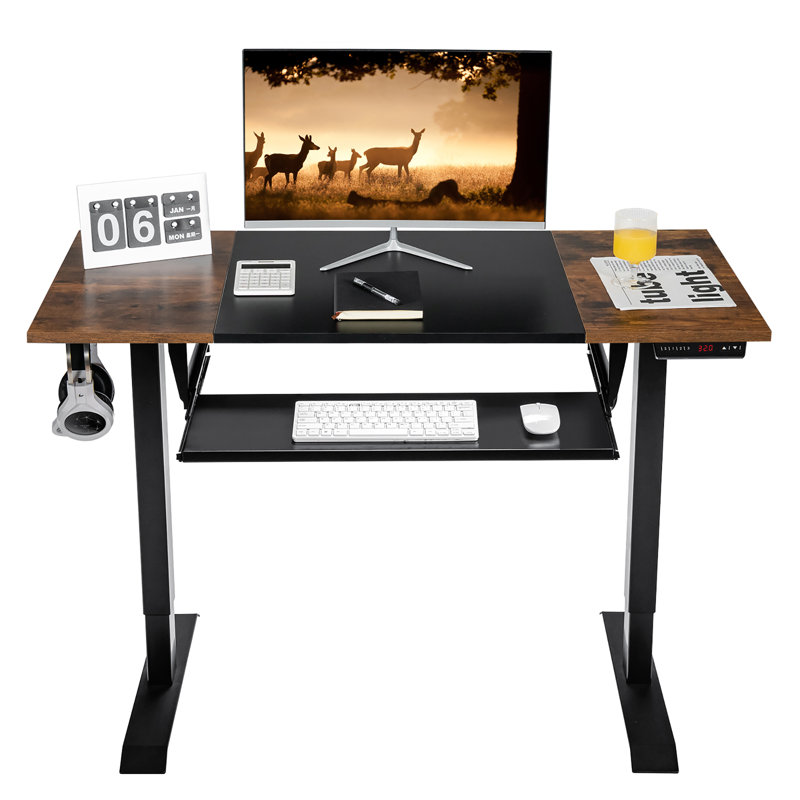 Bureau debout à hauteur ajustable Kesgrave, Brun / noir