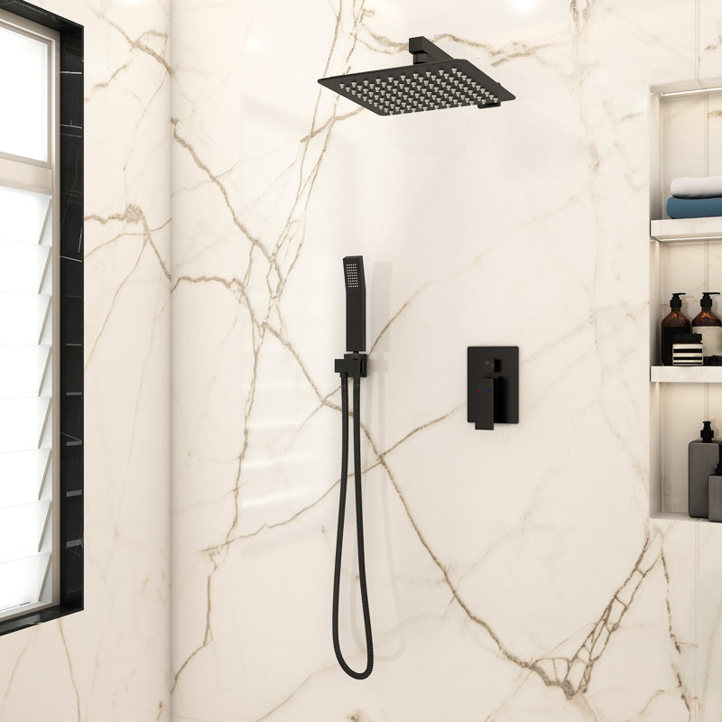 Complete Shower System with Rough in-Valve, Matte Black