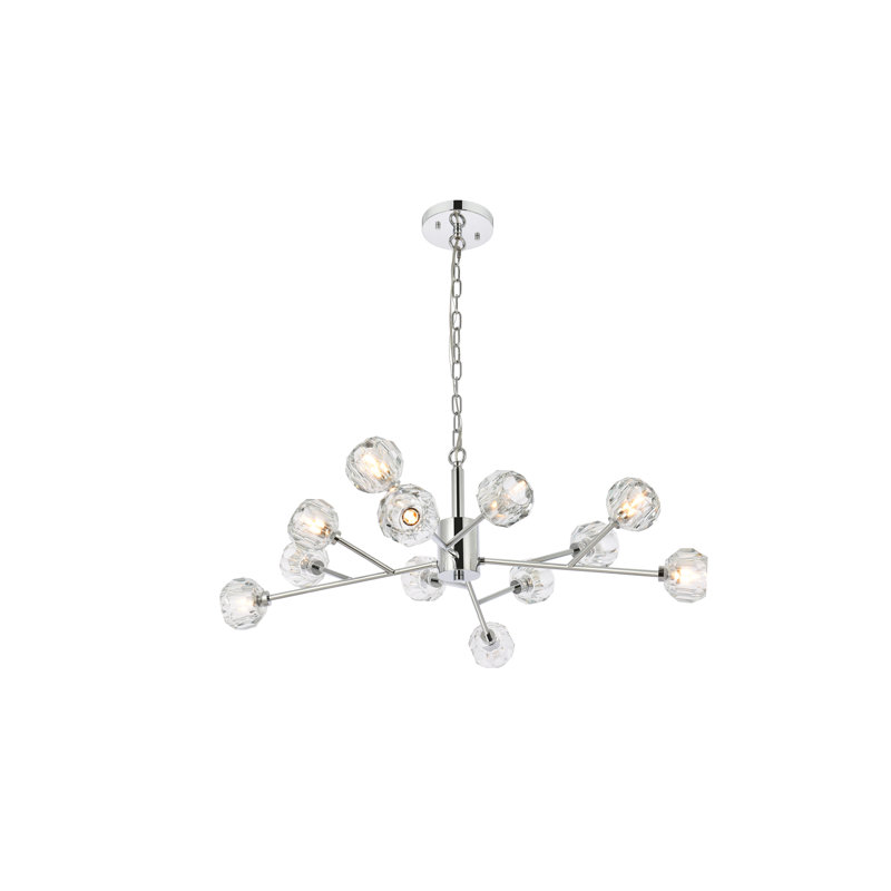Luminaire suspendu unique à 12 lumières Akisha, Chrome