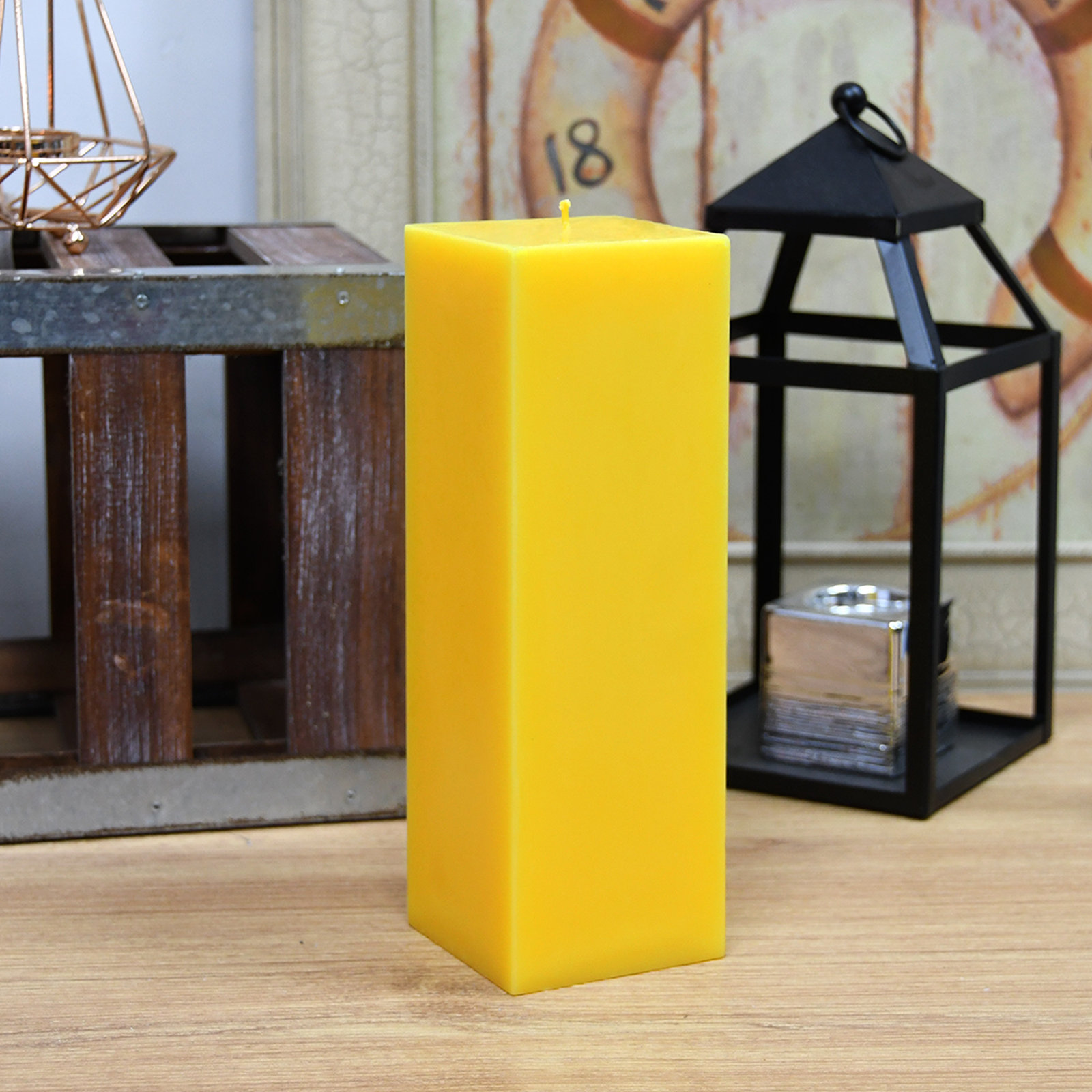 Pillar Candle, Yellow, 9" H x 3" W x 3" D, Set of 12