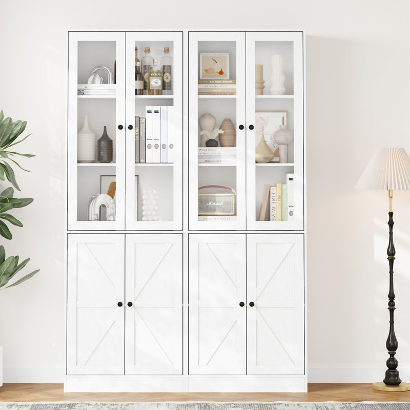 70.9'' H Book Cabinet Storage Bookcase Set, White