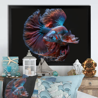 Homewish Red Blue Betta Fish Wall Blanket Tapestries Siamese
