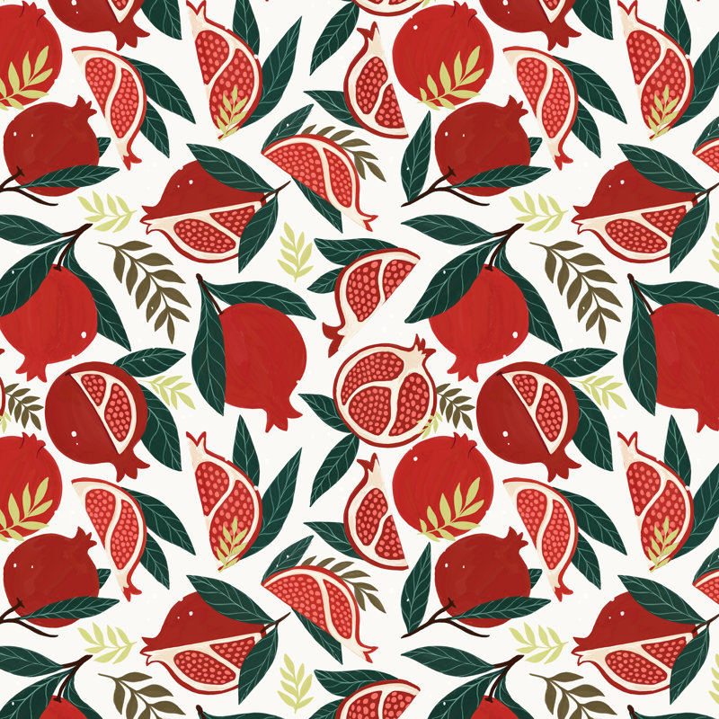 " Pomegranates Pattern " by Avenie, 12" H x 12" W