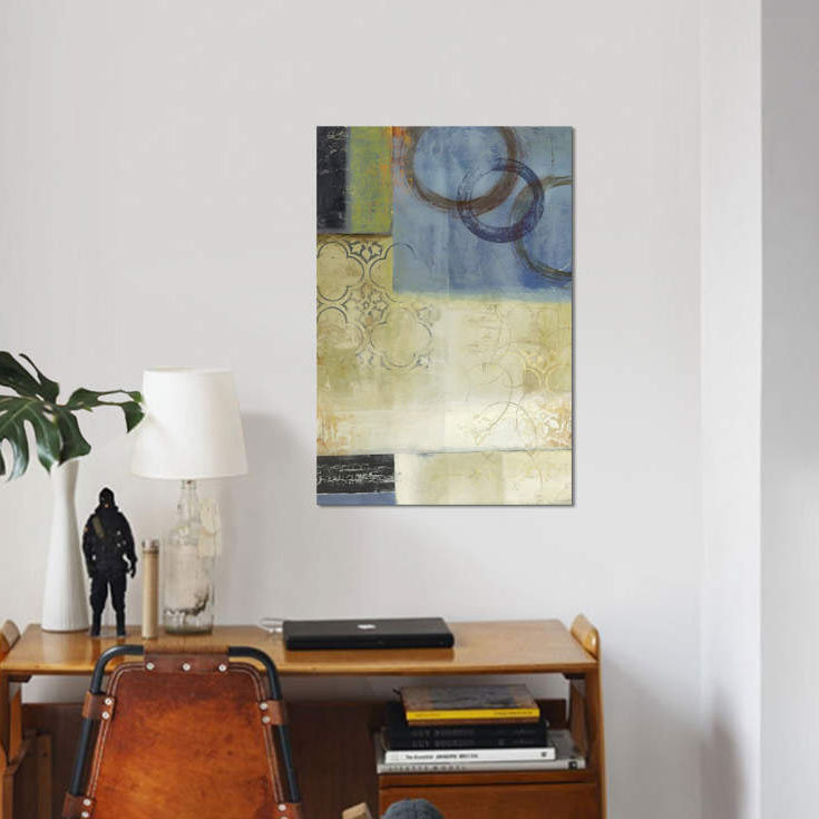«Composition In Blue I» par Pl Studio - Estampe numérique sur toile tendue avec châssis, H 40 po x l 26 po x P 1,5 po