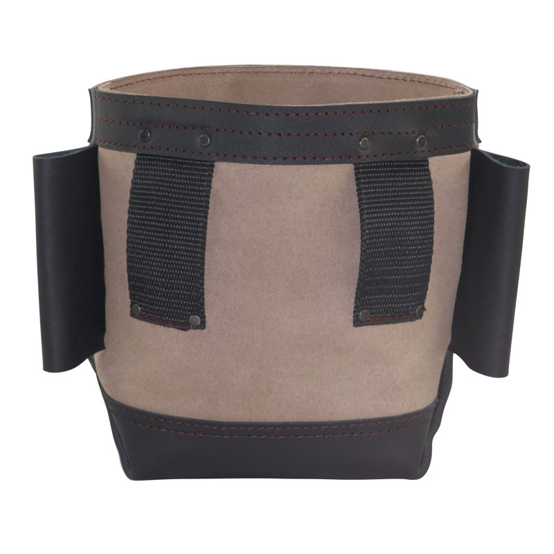 9 in. Large Pocket Nut and Bolt Tool Bag with Webbing Tunnel Loops for Belt in Heavy-Duty Leather