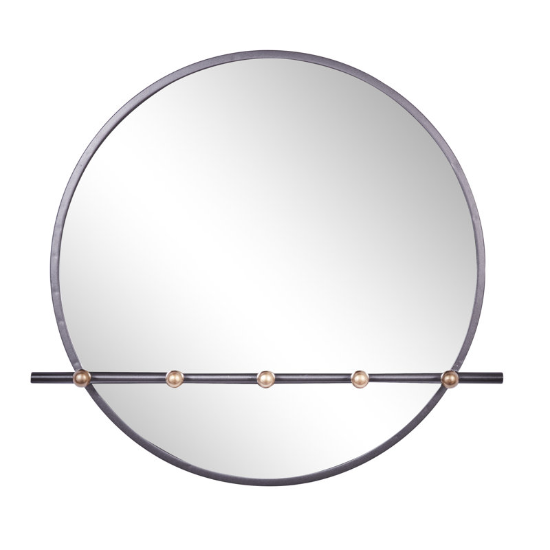 Circle Wall Mirror with Hooks