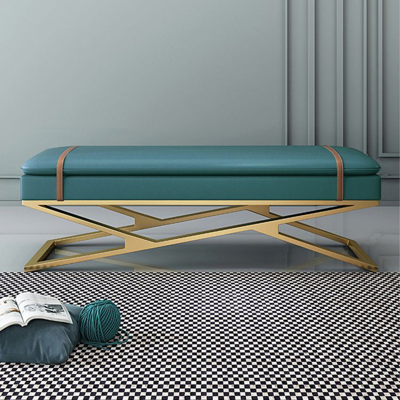 Upholstered Bench, Blue Green