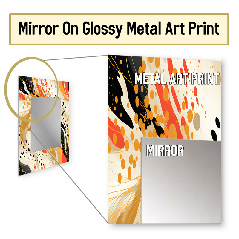 Hayford Multicolor Urban Elegance - Geometric  Wall Mirror, Geometric Decorative Mirror, Printed Metal Art, 40" x 30"