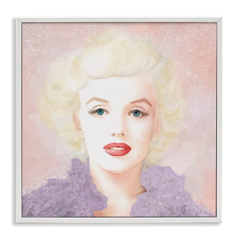 Pastel Marilyn, art de la giclée encadrée par Amy Hall, H 12 po x l 12 po, Estampe numérique encadrée blanc bord de mer