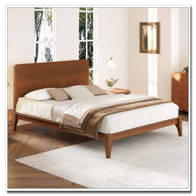 Grand lit plateforme en bois de bambou