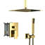 Système de douche carré doré de 16 pouces - double tête avec motifs réglables au plafond et portatifs-118013294