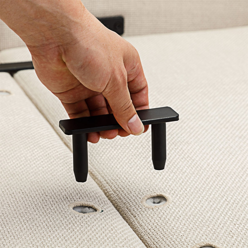 Canapé modulaire à siège simple avec repose-pieds, Crème ; lin