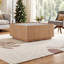 Table basse moderne carrée 31,5 pouces avec tiroirs de rangement et plateau en verre