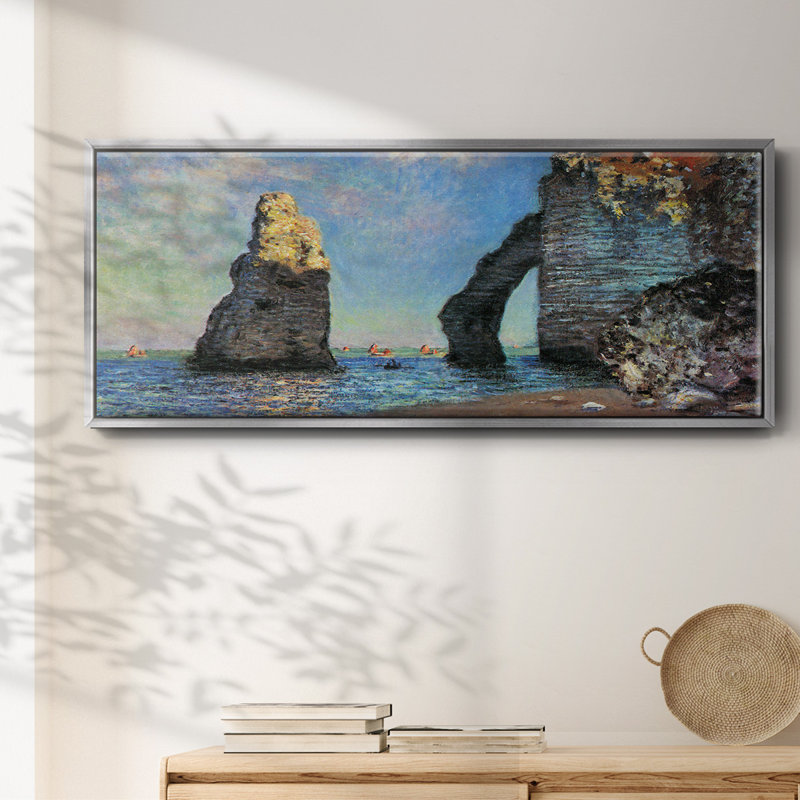 Les falaises rocheuses d'Étretat par Monet - Toile encadrée, H 20 po x l 50 po
