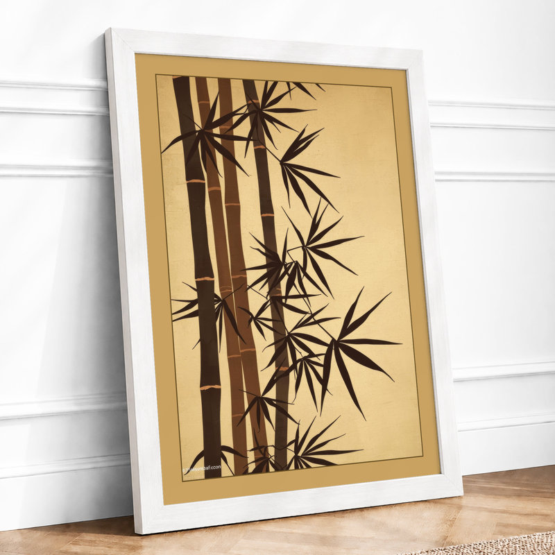 Bamboo in Ink Japandi - Framed Print, A3 - 42.0 x 29.7 cm, White