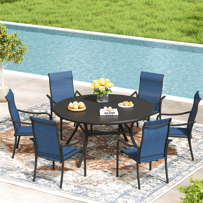 Fauteuils de salle à manger d'extérieur empilables, Bleu