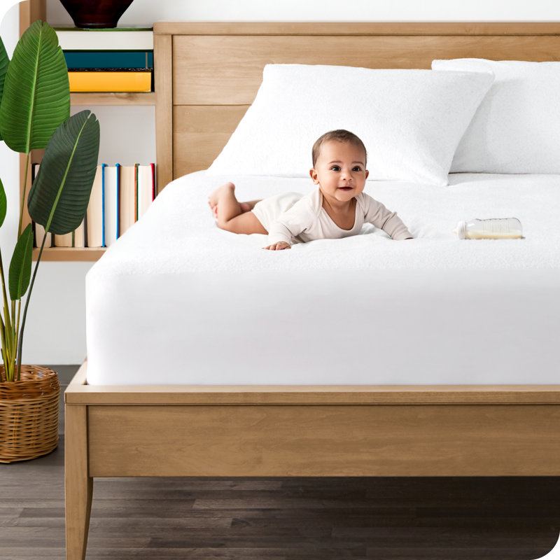 White Waterproof Cotton Terry Crib Mattress Protector