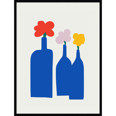 Blue Bottle Vase Print by Little Dean