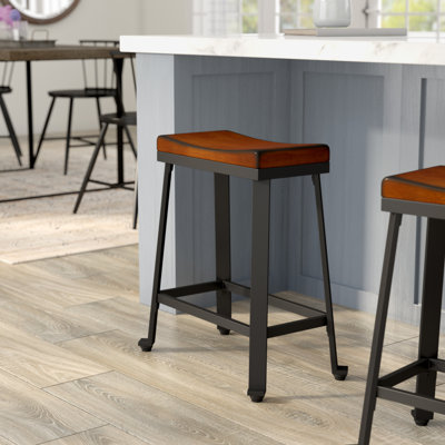 Modern Brown 24" Counter Stool with Durable Mango Wood Seat