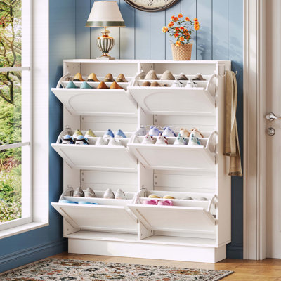 Armoire à chaussures moderne et étroite avec 6 tiroirs rabattables