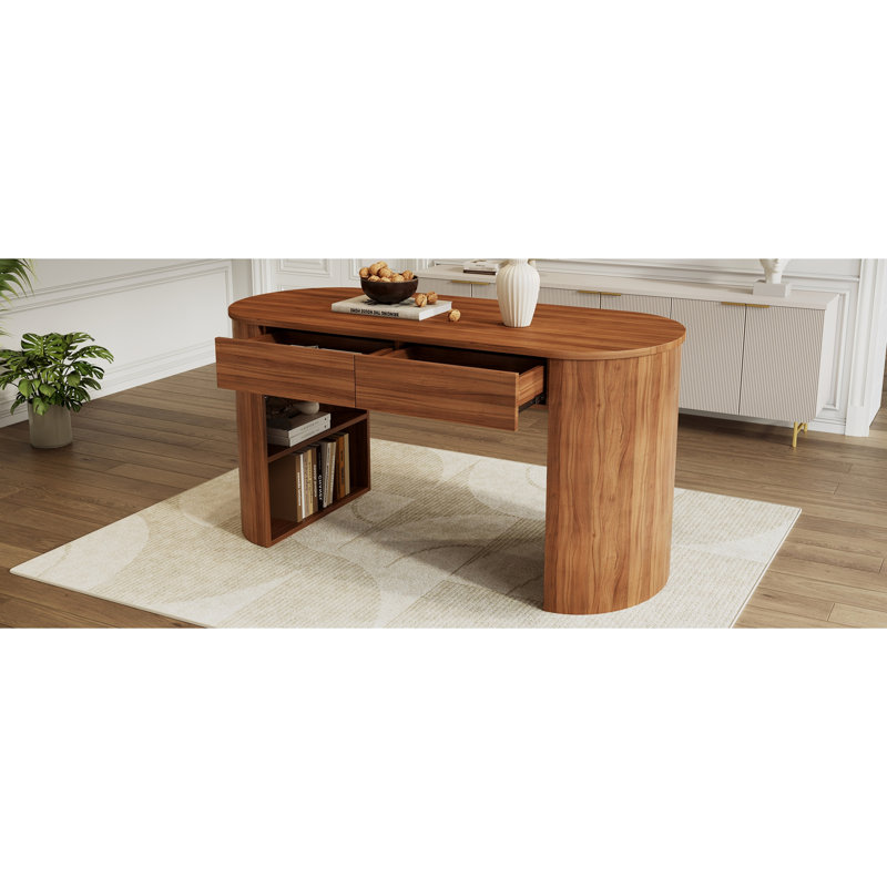 Bureau de rangement avec rangement, Noyer foncé