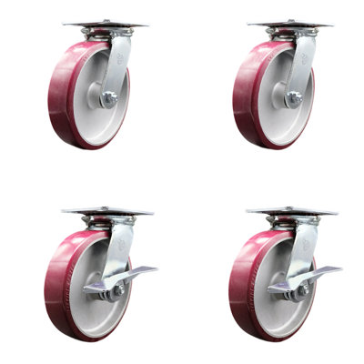 4 Piece Poly on Aluminum Caster Set
