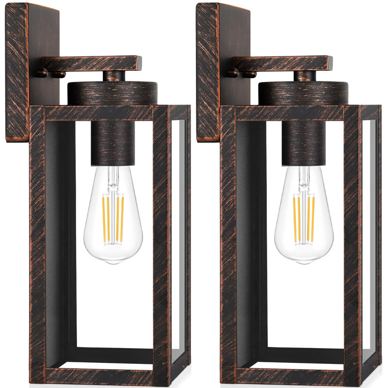 2-Pack Outdoor Wall Light Fixtures, Distressed Brown