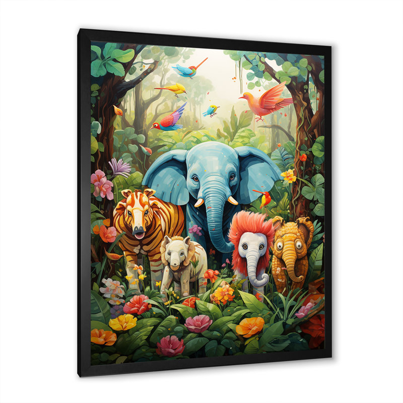 Bleu, aire de jeux pour animaux de compagnie II - Art mural pour chambre de bébé, Cadre photo noir