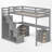Wood Loft Bed With Built-In Desk, LED Lights And Storage-1188297861-1188297862