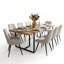 Ensemble 9 pièces de table de salle à manger rectangulaire moderne avec 8 chaises rembourrées-130901774