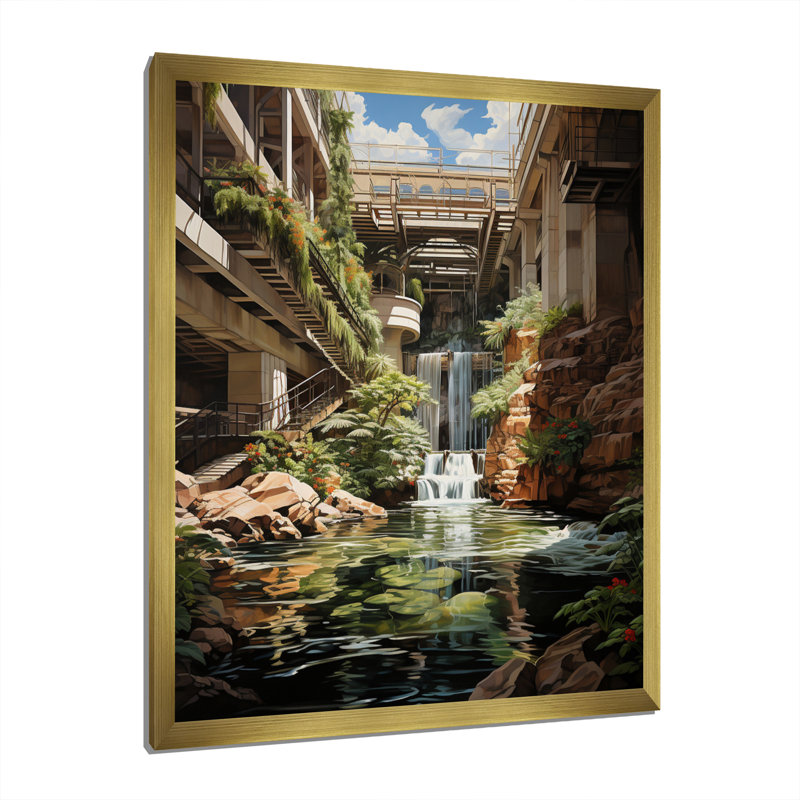 Art mural sur toile Dam, H 20 po x l 12 po x P 1 po, Encadrement doré