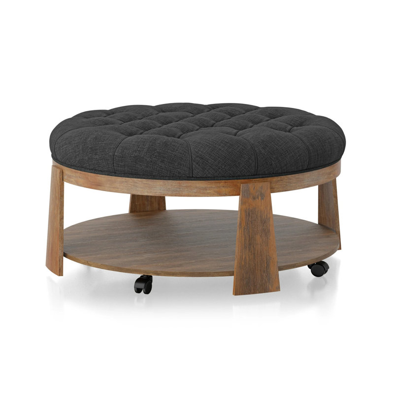 Brenai Upholstered Ottoman, Dark Gray Duplicate