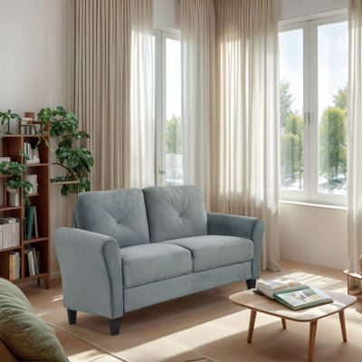 Soft 2 - Seat With Gray Velvet Upholstery, Detachable Elements And Versatile Modular Setup For Small Office Or Bedroom Comfortable Sectional Spaces In Living Room, Bedroom, Thickened Cushions,