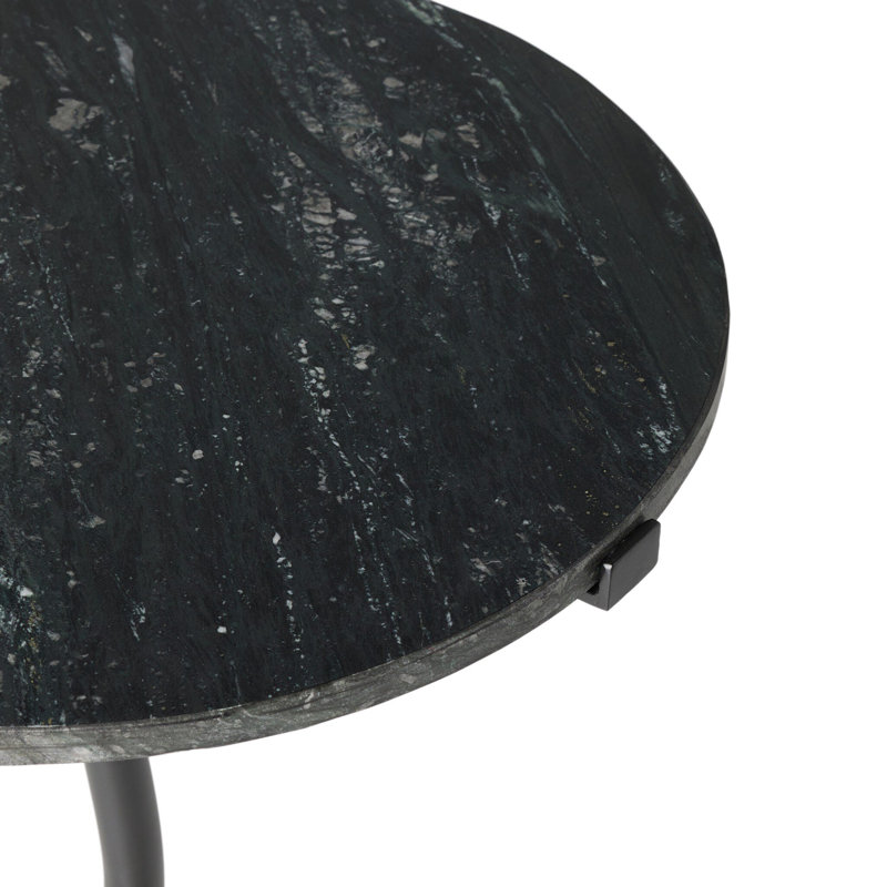 SOPHIE Marble End Table, Black Marble Top/Iron Matte Black Base