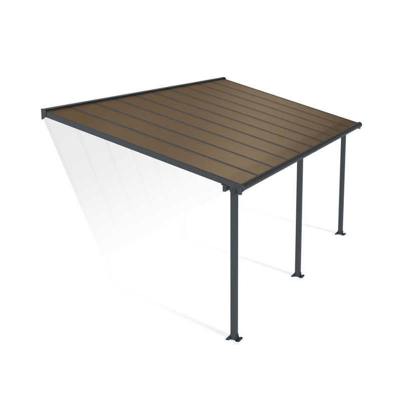 Palram - Canopia Olympia 9' 8" D x 20' W Polycarbonate Aluminum Stationary Patio Awning Gray/Bronze, 10' H x 20' W x 10' D