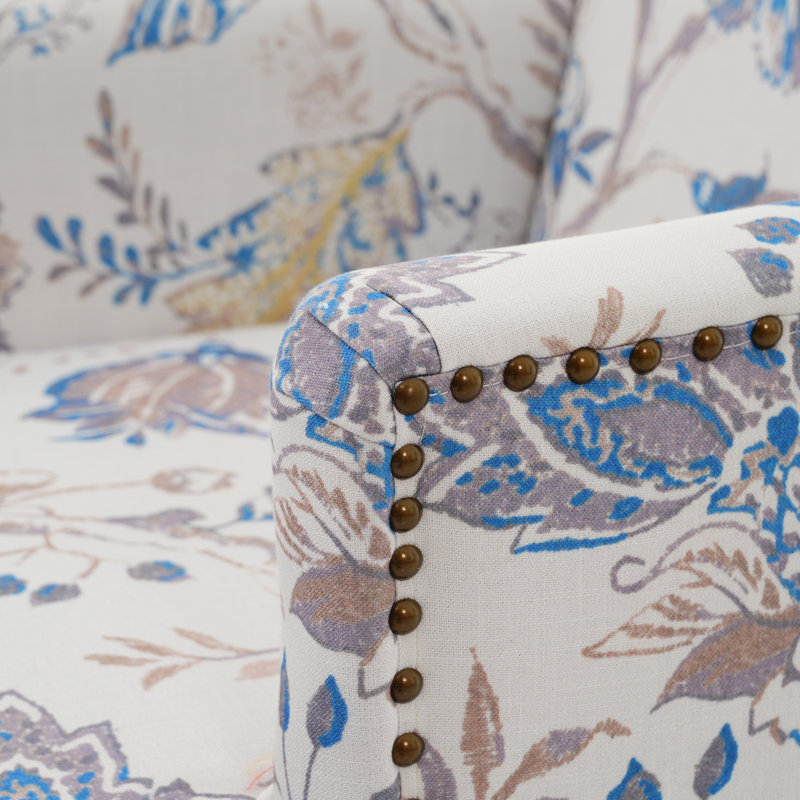 Fauteuil en polyester de 28,75 po de largeur Lofties, Motif floral bleus multiples